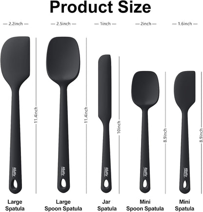 Redfly Silicone Spatula Set, 5 Piece Food Grade Silicone Cooking Utensils Set, Rubber Spatula Heat Resistant Nonstick for Baking, Cooking, Kitchen Utensils Dishwasher Safe Multicolor