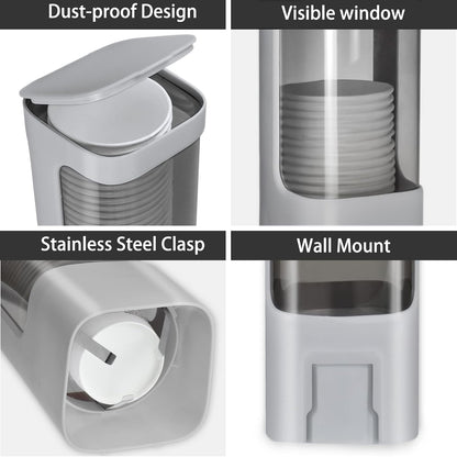 Cup Dispenser, Wall Mounted Water Cooler Cup Dispenser for 3oz-5oz Disposable Cups, Bathroom Cup Holder, Plastic Paper Cup Dispenser with Adhesive/Screw Mount for Office, Hospital, Bathroom