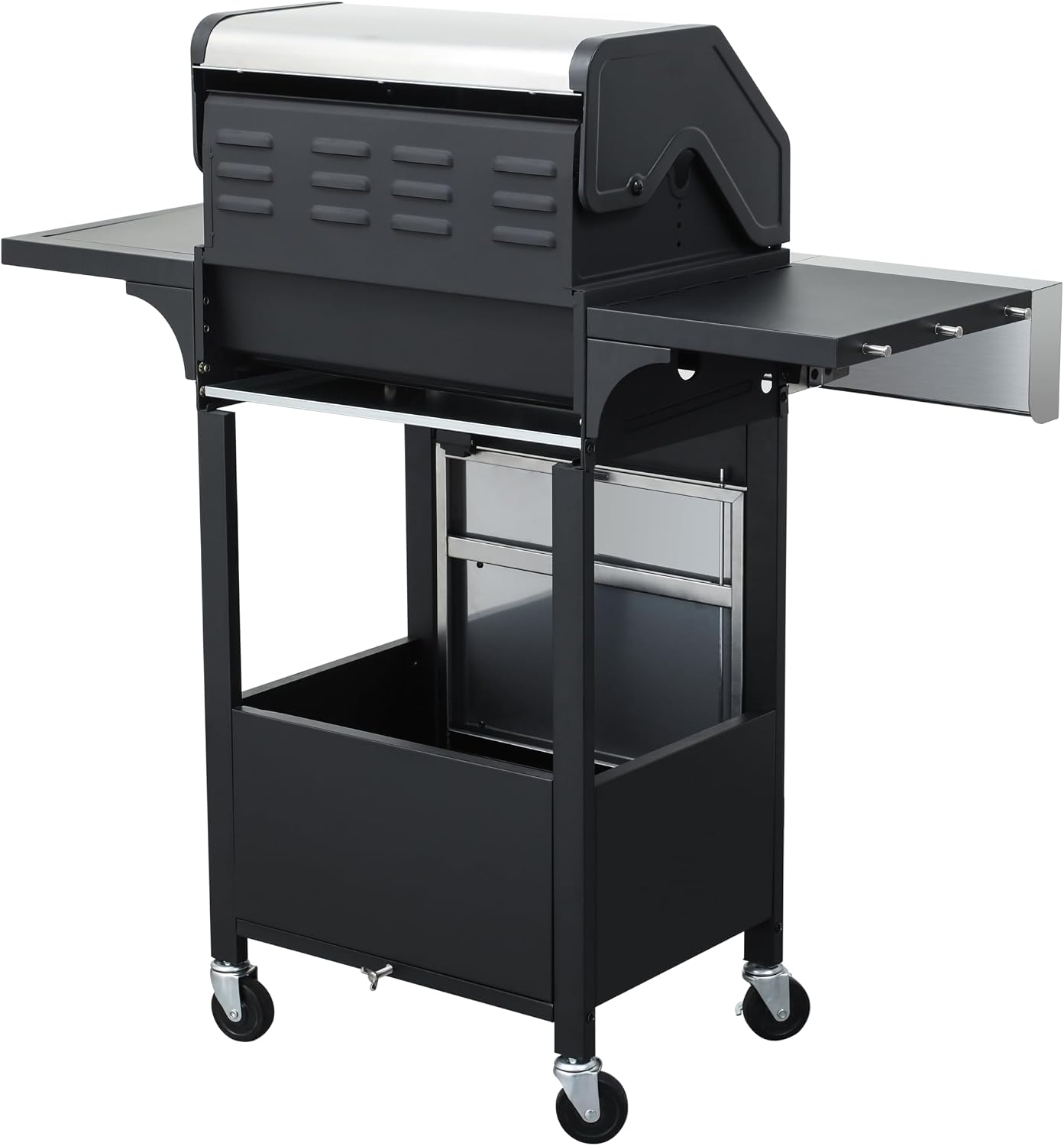 3-Burner Propane Gas Grill, 30,000 BTU Stainless Steel Outdoor BBQ Grill with Lid, Side Shelves & Wheels for Patio, Garden and Backyard Cooking