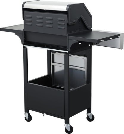 3-Burner Propane Gas Grill, 30,000 BTU Stainless Steel Outdoor BBQ Grill with Lid, Side Shelves & Wheels for Patio, Garden and Backyard Cooking