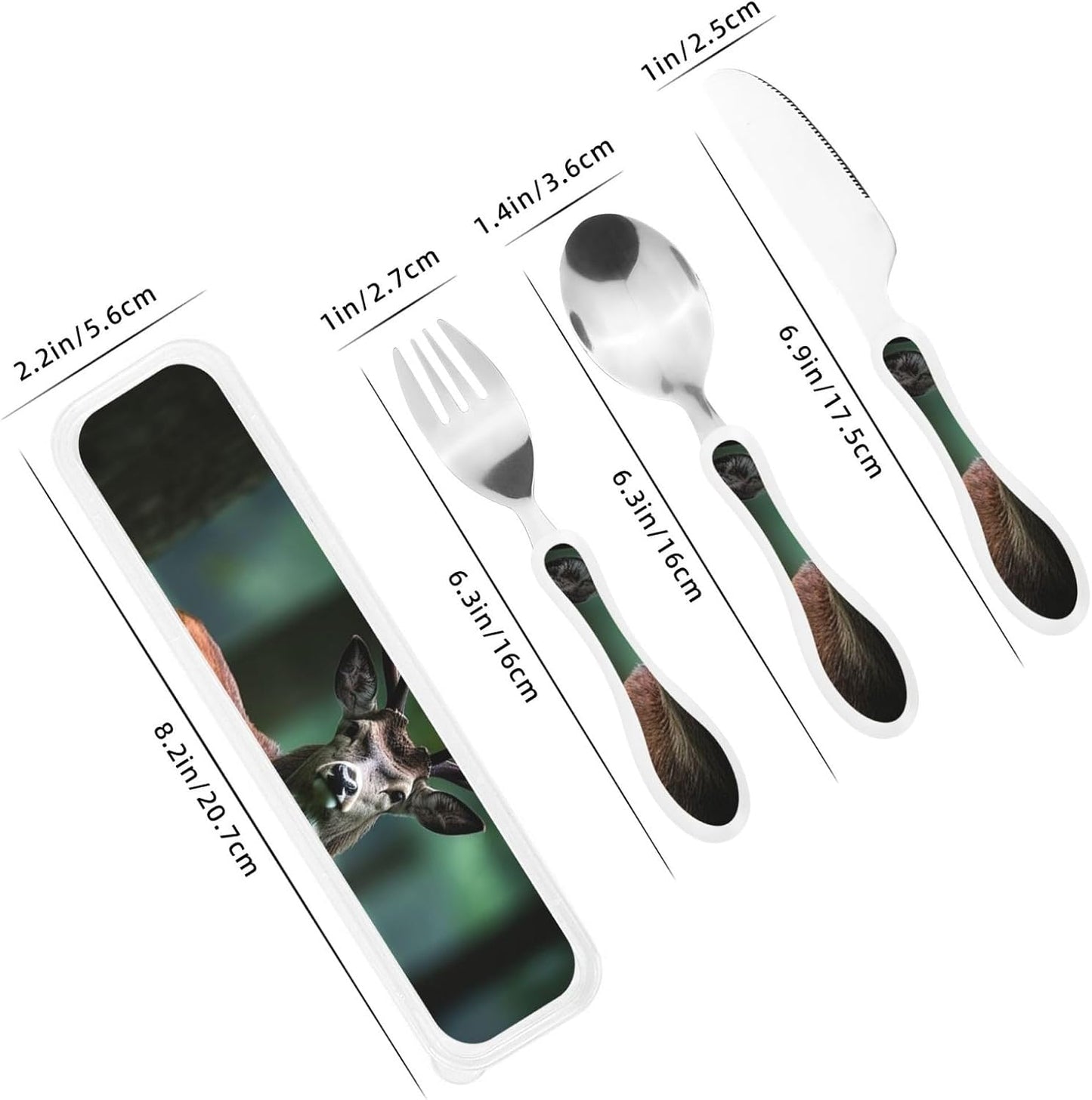 3-Piece Kids Silverware Set With Storage Case, Stainless Steel Reusable Children Safe Knife Spoon Fork Set Blue Active Girl Running Sunset Children Flatware Set For Kids Lunch Box - Colors B