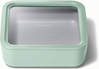 Caraway Glass Food Storage - 4.4 Cup Glass Container - Ceramic Coated - Easy to Store, Non Toxic, Non Stick Lunch Box Container with Lids - Dishwasher, Oven, & Microwave Safe - Mist