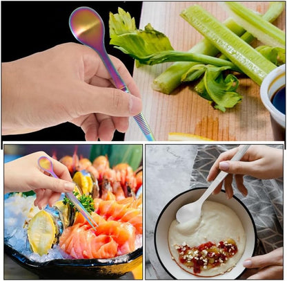 2Pcs Stainless Steel Chef Tasting Spoon and Tweezers Multi-Use Culinary Tool for Precise Flavor Testing and Elegant Cold Dish Plating 6.81In