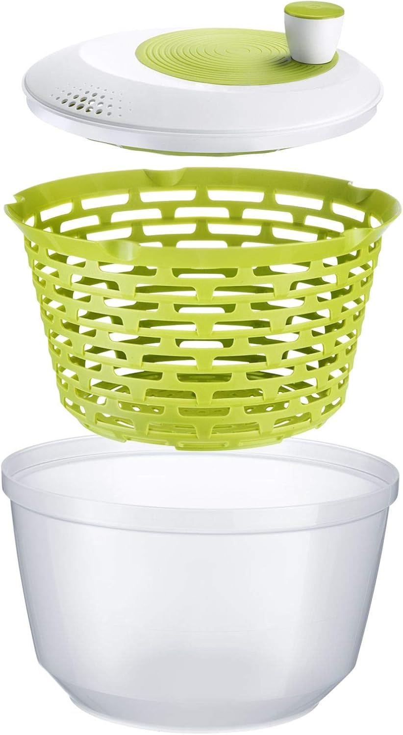 Westmark Salad Spinner, Capacity: 4.4 litres, ø 23.5 cm, Plastic, BPA-Free, Spinderella, Colour: Transparent/White/Green, 243022E1