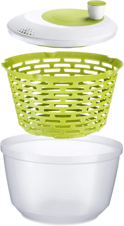 Westmark Salad Spinner, Capacity: 4.4 litres, ø 23.5 cm, Plastic, BPA-Free, Spinderella, Colour: Transparent/White/Green, 243022E1