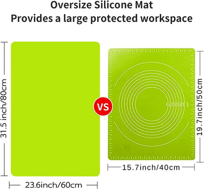 Extra Large Silicone Mat, 31.5x23.6 Inch Heat Resistant Mat for Kitchen Counter, Non Stick Silicone Baking Mat for Dough and Pastry, Thick Silicone placement Countertop Protector, Black countertop mat