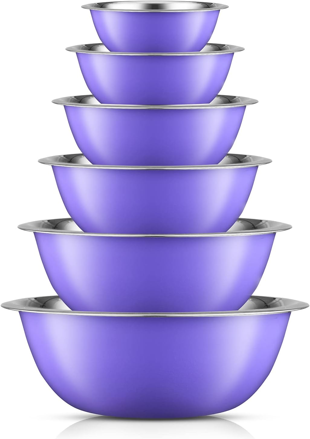 JoyJolt Stainless Steel Mixing Bowl Set - 6 Piece Nesting Bowls, 5qt to 0.5qt, Ideal for Kitchen, Cooking, Baking and Storage
