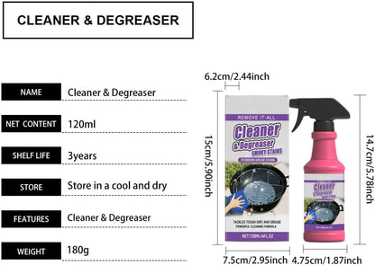 Fast-Acting Heavy-Duty Grill Degreaser Spray, Heavy Duty BBQ Grill Degreaser, Multi Functional Grease Remover for Outdoor Grills Effortlessly Removes Stubborn Oil & Carbon Residue (sponge)