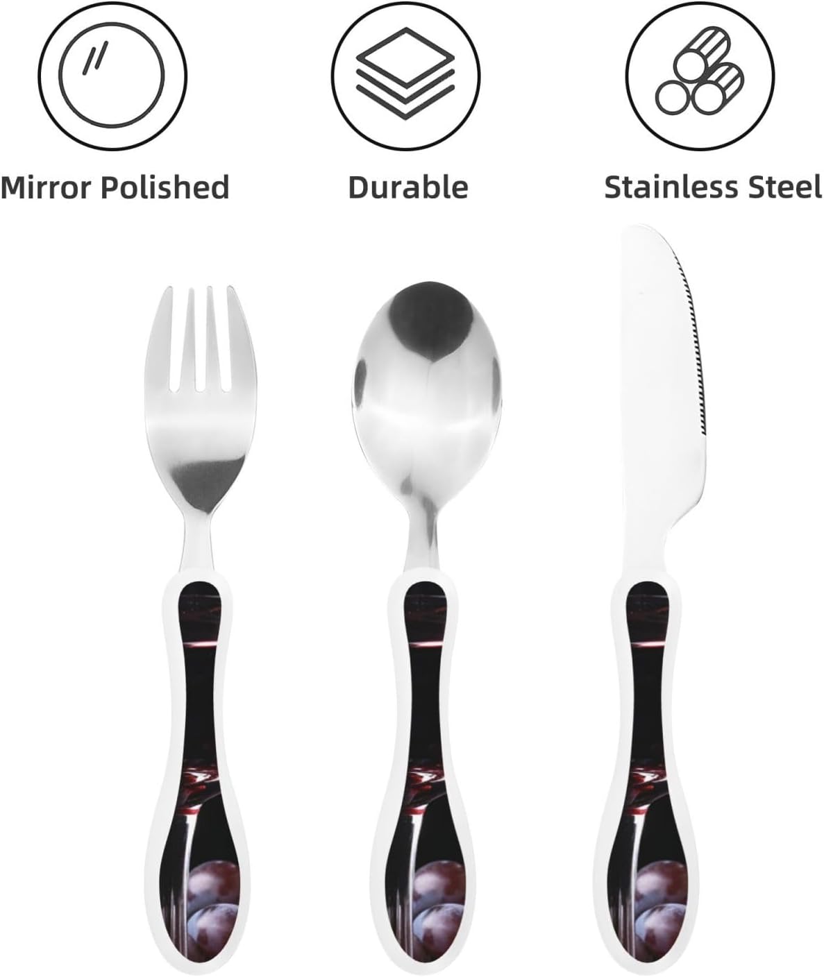 3-Piece Kids Silverware Set With Storage Case, Stainless Steel Reusable Children Safe Knife Spoon Fork Set Blue Active Girl Running Sunset Children Flatware Set For Kids Lunch Box - Colors A