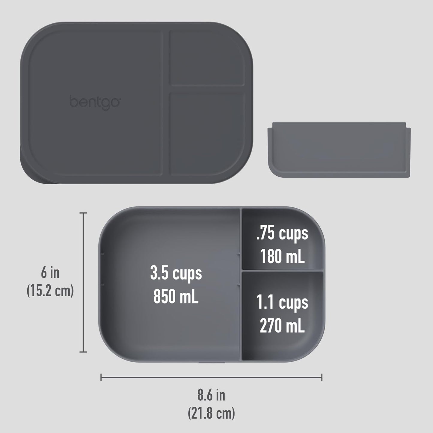 Bentgo® Modern Tray with Matte Lid - Reusable, BPA-Free, Meal Prep Containers for Adults with Removable Divider - 3 or 4 Compartments for Healthy Portioned Meals At Home & On the Go (Navy)