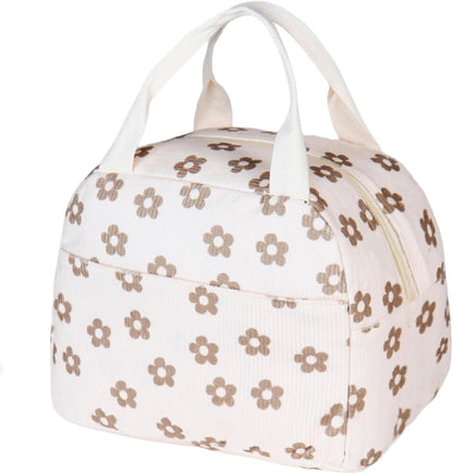 Lunch Bag for Women Men Girl,Large Cute Corduroy Lunch Tote Bags - Reusable Insulated Lunch Box for women with Handle, Leakproof WaterProof Design for Office, School, Work,Picnic.