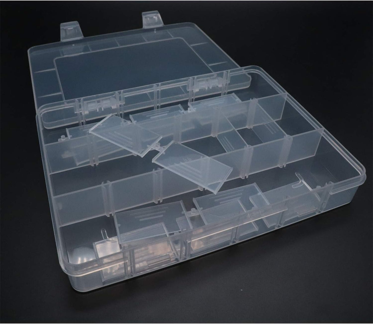 Xiaoyztan Clear Plastic Organizer, 12 Grids with Adjustable Dividers, Jewelry Box Bead Storage Container for Small Parts, Fishing Tackle, DIY Crafts, and Earrings