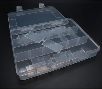 Xiaoyztan Clear Plastic Organizer, 12 Grids with Adjustable Dividers, Jewelry Box Bead Storage Container for Small Parts, Fishing Tackle, DIY Crafts, and Earrings
