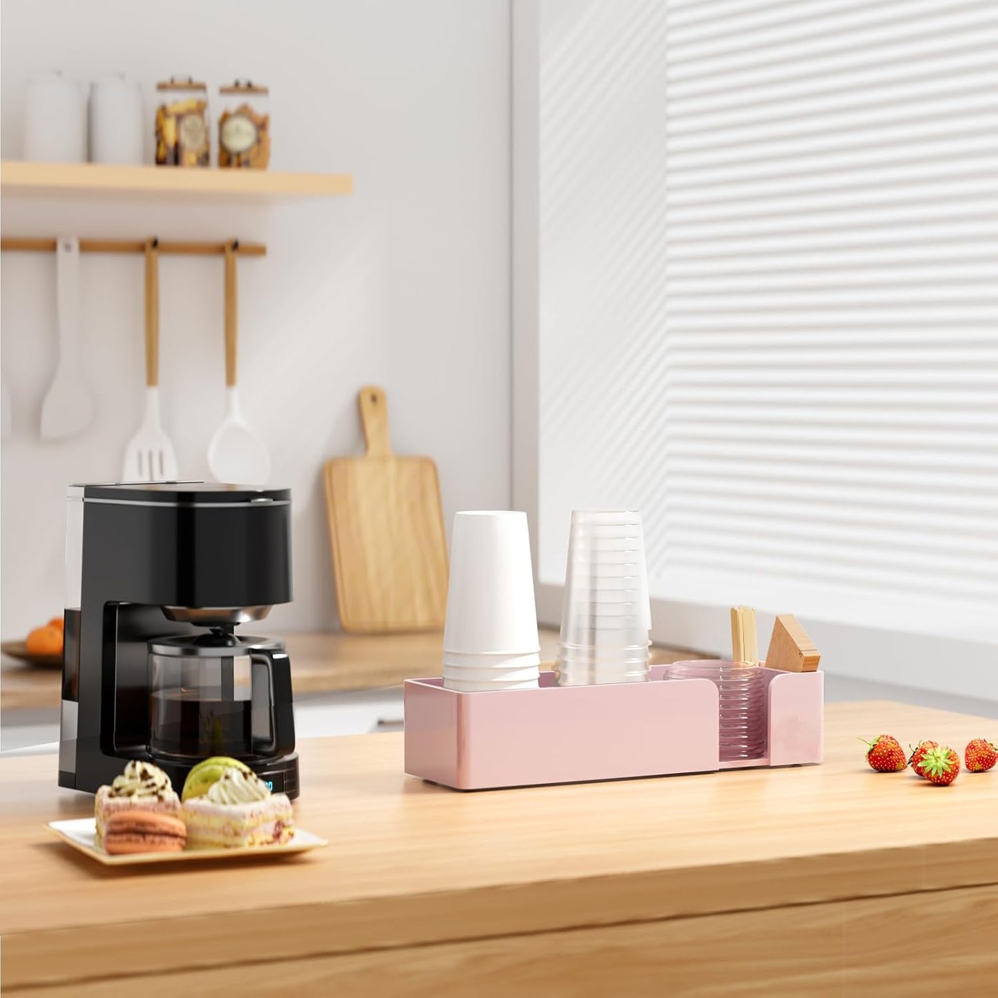 Coffee Cup Holder for Countertop - Clear Acrylic Coffee Bar Accessories Cup Organizer Station Organizer Farmhouse Table Décor