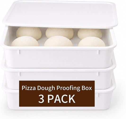 KONGDY 3-Pack Pizza Dough Proofing Box with Lids Dough Proofing Container