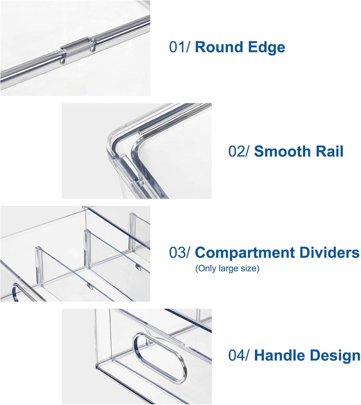 Fridge Organizers and Storage Pull Out Drawer, 2 Small | Stackable, Clear, Fruit and Veggies Containers, for Kitchen, Cabinet