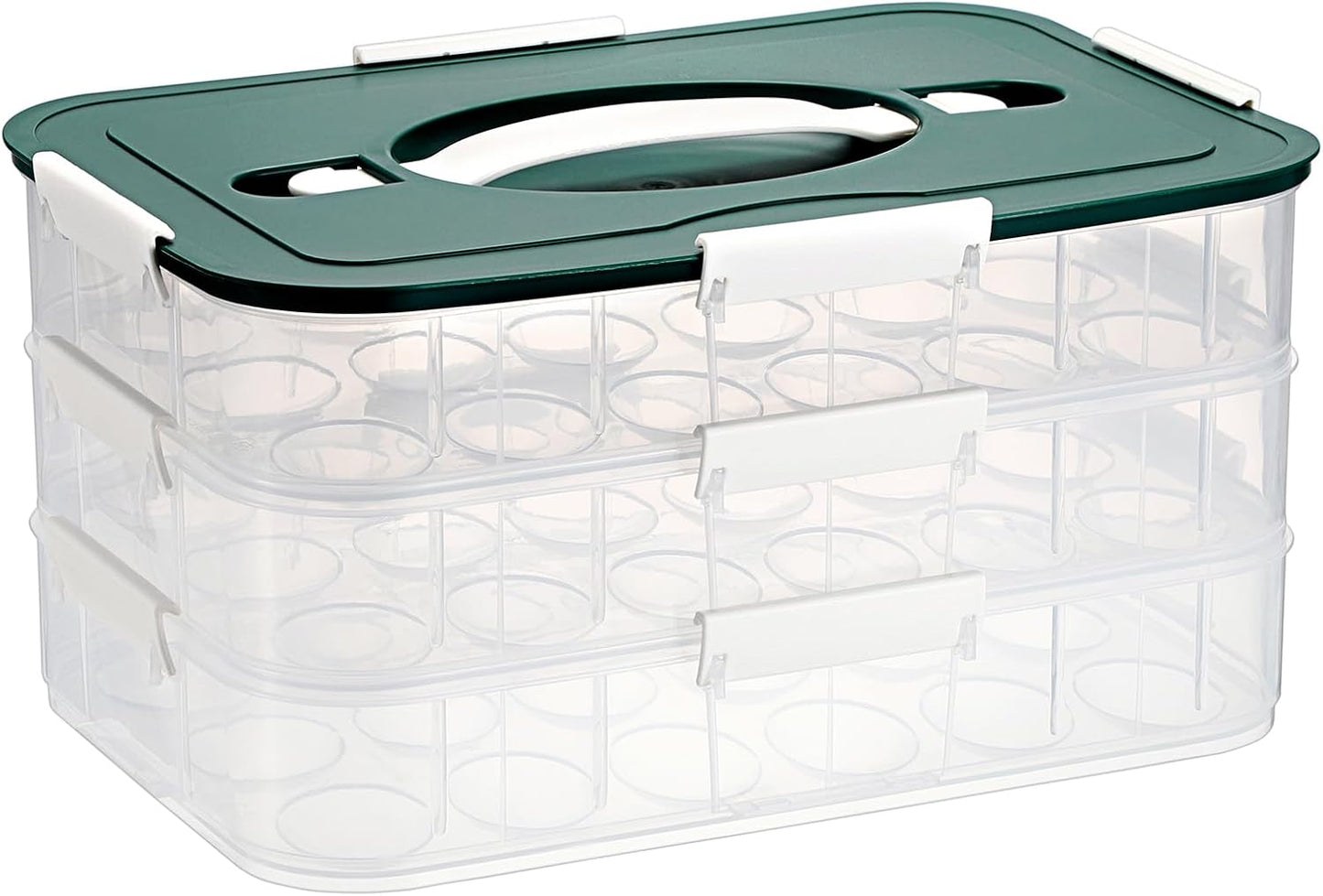 BTSKY Deviled Egg Platter with Lid, 3-Layer 54 Slots Deviled Eggs Carrier, Clear Portable Egg Holder for Fridge Reusable Deviled Eggs Tray Carton Box for Easter and Party Favor (3-Layer, Orange)