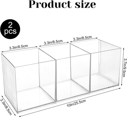 Rainmae 2Pack Acrylic Cutlery Storage Organizer, Plastic Cutlery Utensil Holder Storage Organizer Caddy for Kitchen Countertop Organization - Holds Fork, Knife, Spoon, Silverware Tableware Storage Box