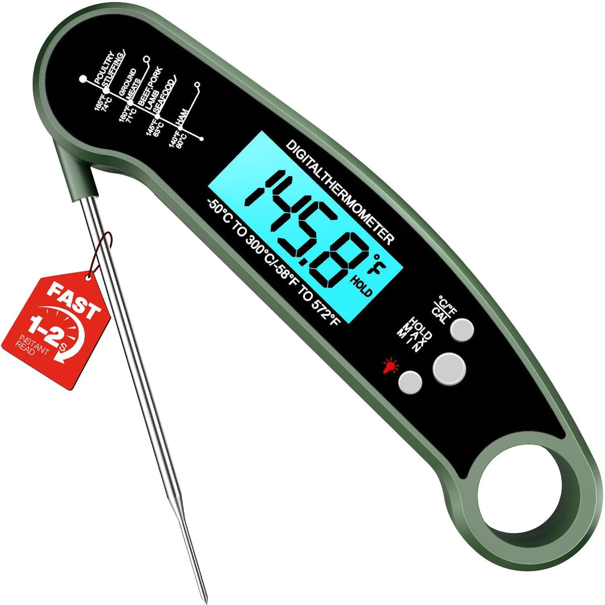 Meat Thermometer Digital, 1-2 Sec Instant Read, Grilling, Cooking, Food