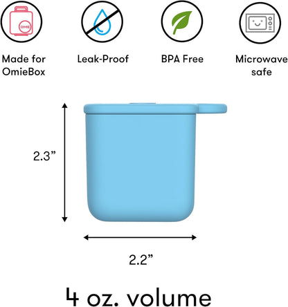 OmieBox (2 pack) Leakproof Dips Containers To Go, Salad Dressing Container, Condiment Container with Lids - Food Safe Silicone - 4 ounces (Blue/Lime)