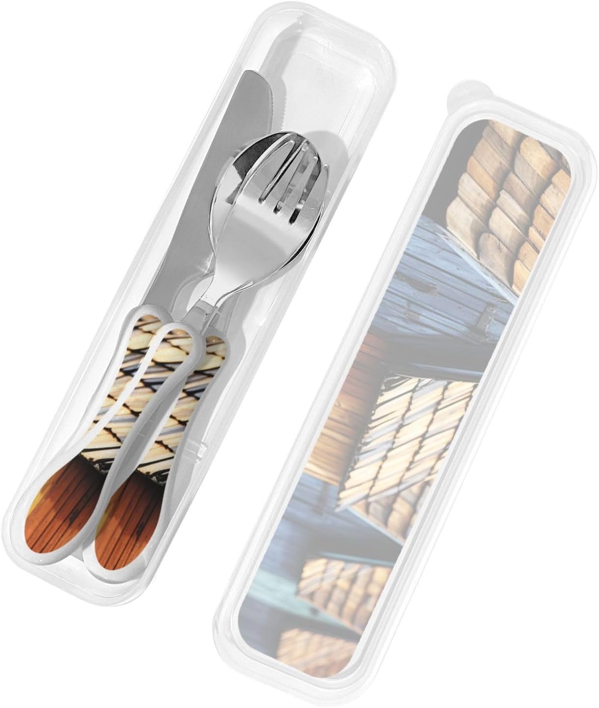 3-Piece Kids Silverware Set With Storage Case, Stainless Steel Reusable Children Safe Knife Spoon Fork Set Blue Active Girl Running Sunset Children Flatware Set For Kids Lunch Box - Colors A