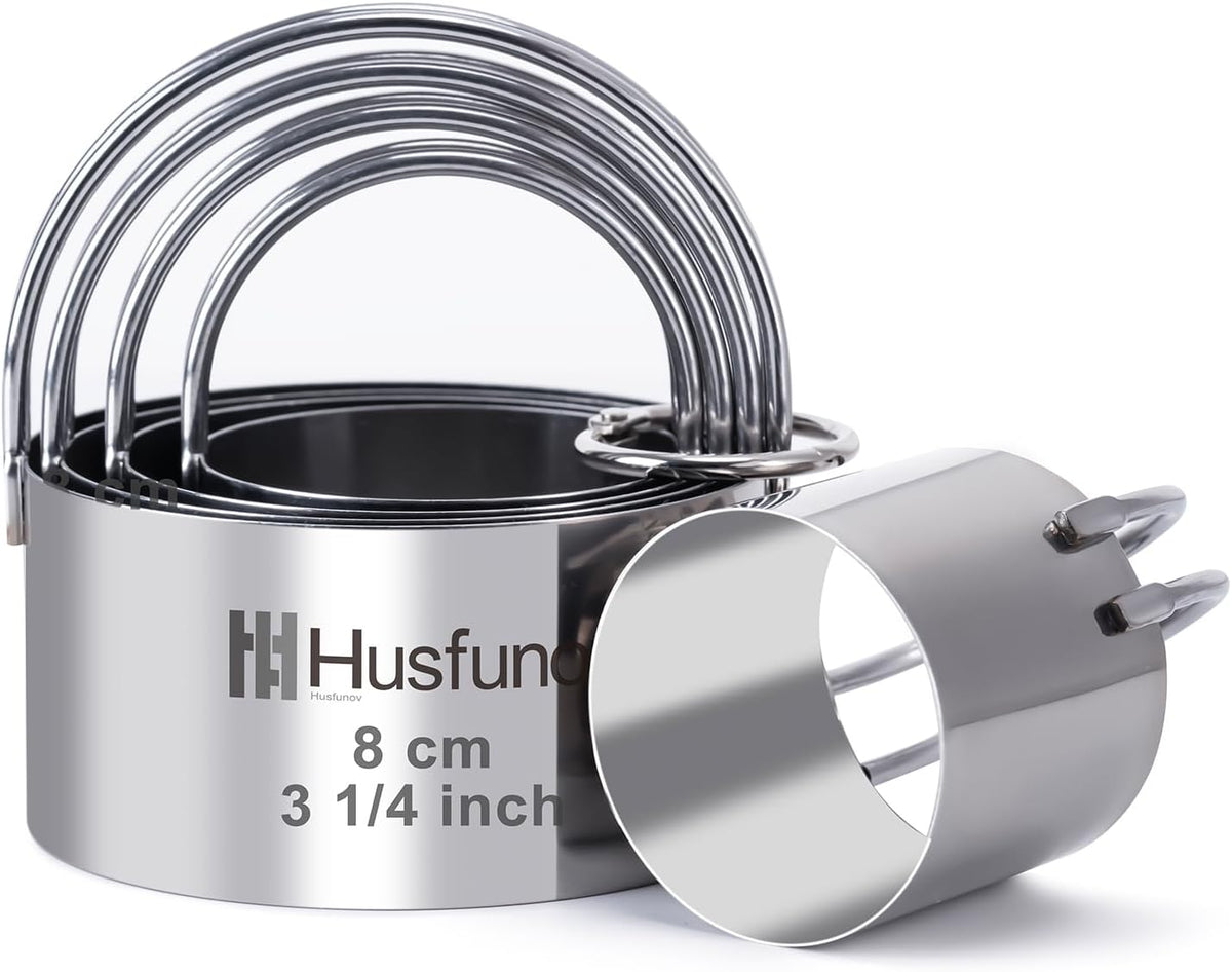 Husfunov Biscuit Cutter Set, Round Cookie Cutters with Handle