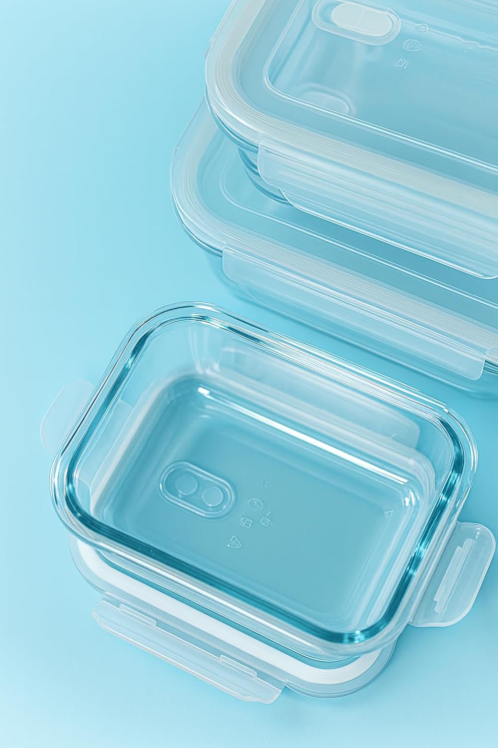 Glass Food Storage Container Set, 3 Piece, Rectangular with White Lids, 13.9oz/23.6oz/35.1oz Capacity, Stackable Meal Prep Containers