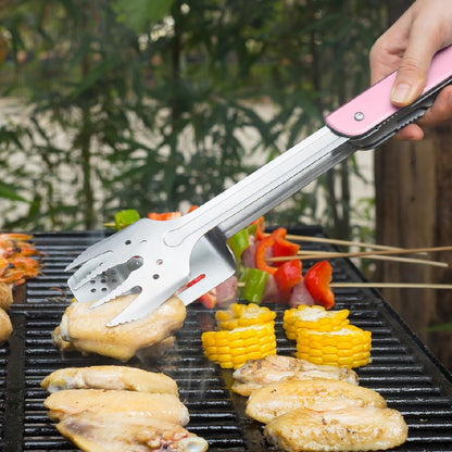 ROXON 6-in-1 Folding Grill Utensils Set, 14" BBQ Tools for Camping S601