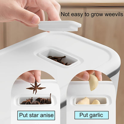 Sooyee 22 Lbs Rice Dispenser with Measuring Cup, Large Food Storage Container for Rice, Corn, Soybean & Oatmeal, Airtight, Moisture Proof