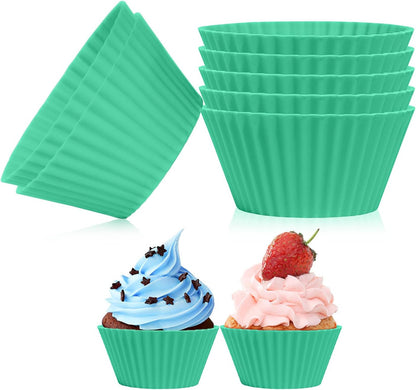 6 pack Silicone Baking Cups, Reusable Muffin Liners Non-Stick Cup, Cake Molds Set,Cupcake Silicone Liner Cupcake Holder,Bpa Free (navy blue)