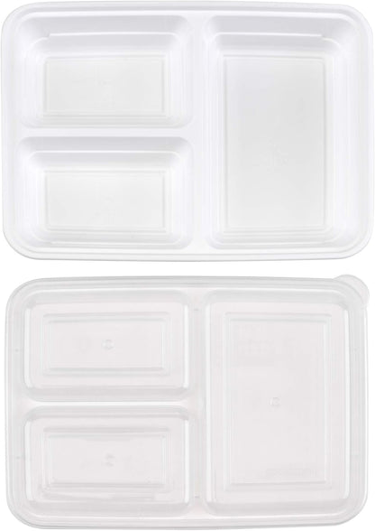 GoodCook Food Storage Containers for Meal Prep Rectangle Three Compartments & Made without BPA, 20-Piece, White