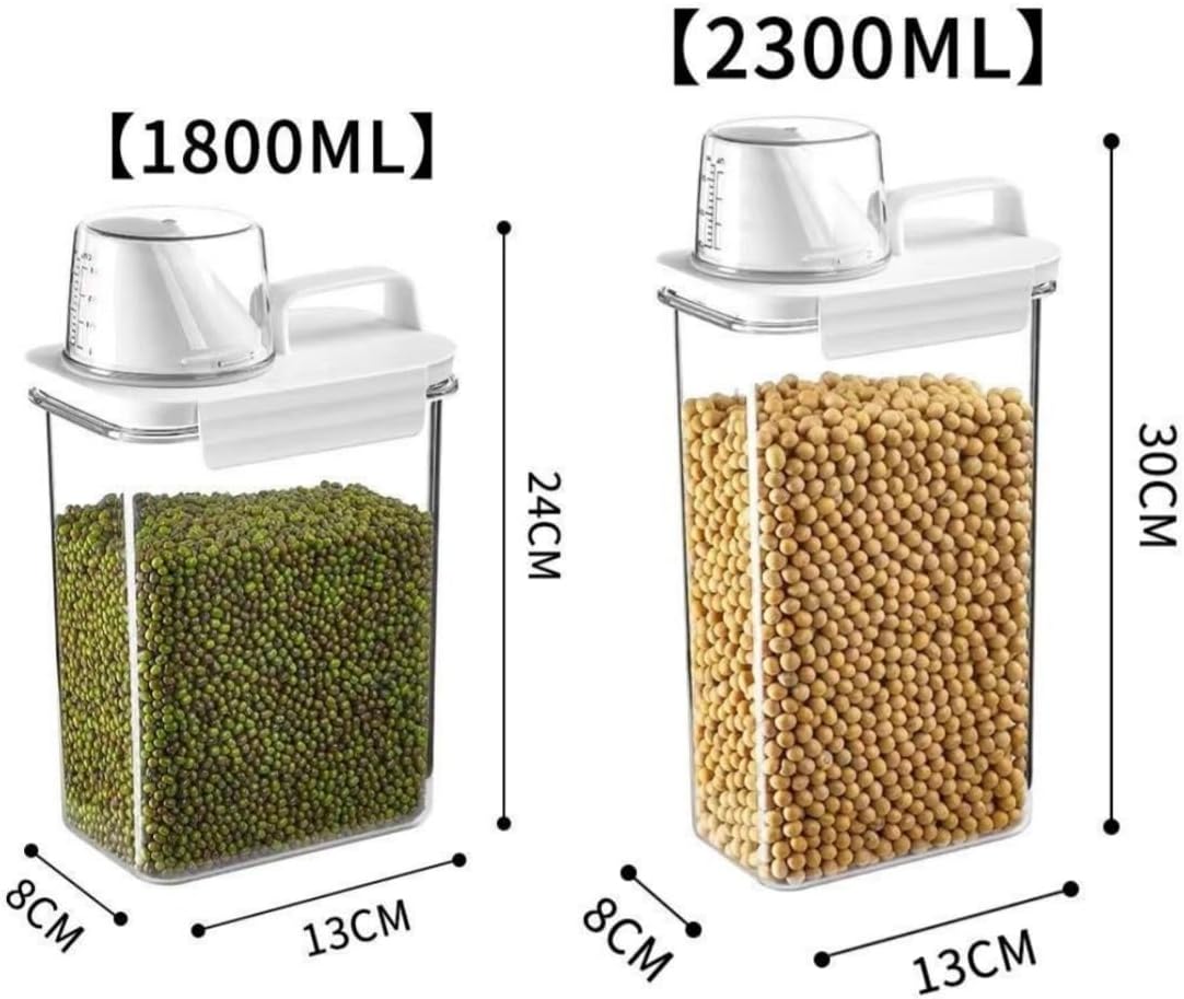 Rice Airtight Dry Food Storage Containers with Pourable Spout,Kitchen Food Cereal Storage Containers with Graduated Cap (1800ML)