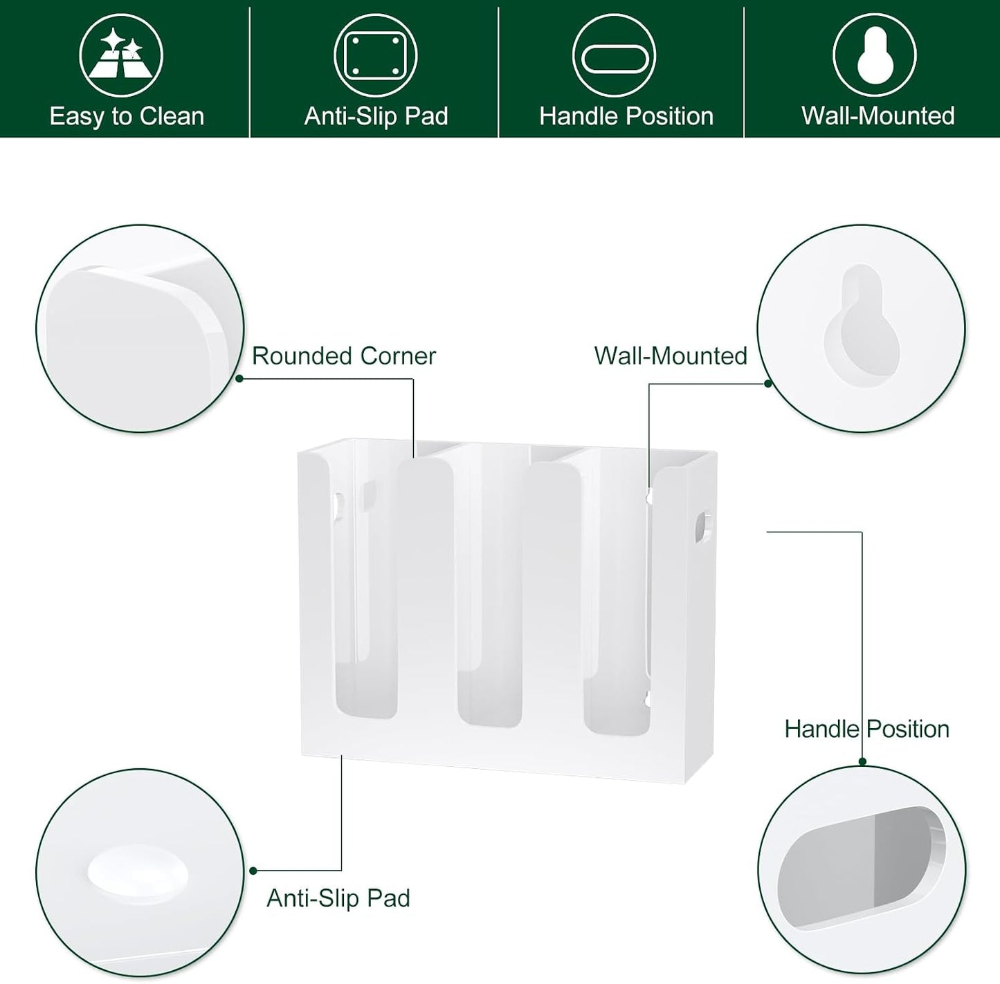 Disposable Coffee Cup Dispenser with Handles, Countertop or Wall Mount Hot/Cold Drink Cup and Lid Holder - Bathroom/Kitchen/Office Acrylic Cup Lid Storage Organizer (1 Compartment, Clear)