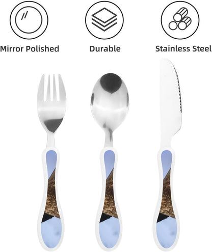 3-Piece Kids Silverware Set With Storage Case, Stainless Steel Reusable Children Safe Knife Spoon Fork Set Ocean Sea Animal Shark Children Flatware Set For Kids Lunch Box