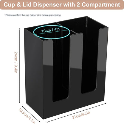 Coffee Cup Dispenser, Cup and Lid Organizer fits 5 to 16 oz Disposable Cups