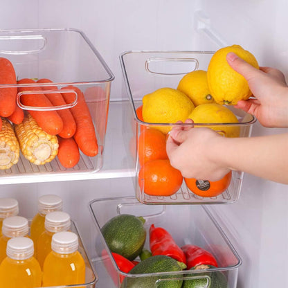 Xicennego Refrigerator Organizer Bins Set of 3, Clear Plastic Storage Bins for Pantry, Fridge Organizer Set , Storage Organizer Bins for Fridge, Freezer, Kitchen Cabinet, Pantry