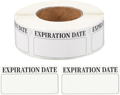 PATIKIL 500 Pcs Expired Date Label Stickers Roll, 2 x 1 Inch Removable Inventory Labels Adhesive Food Sticker Roll for Marking Organizing Inventory and Food Container, White and Black