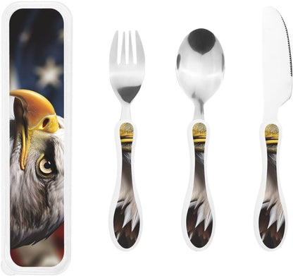 3-Piece Kids Silverware Set With Storage Case, Stainless Steel Reusable Children Safe Knife Spoon Fork Set Butterfly On Beautiful Flower Children Flatware Set For Kids Lunch Box