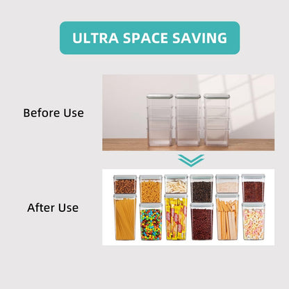 Ankou Airtight Container Set - (380ml 4 Pcs) Stackable One Button Openning Food Containers for Snacks Candy Salt Herbs Spices BPA-Free Tranparent (0.32 QT * 4)