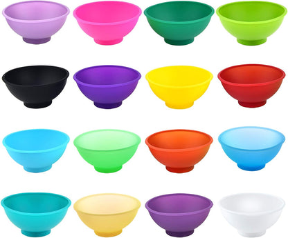 Coopay 16 Pieces Mini Silicone Pinch Bowls Multicolor Heat Resistant Snack Bowls Prep and Serve Bowls, Unbreakable, Flexible, 1.75 Oz (Stripe Colors)