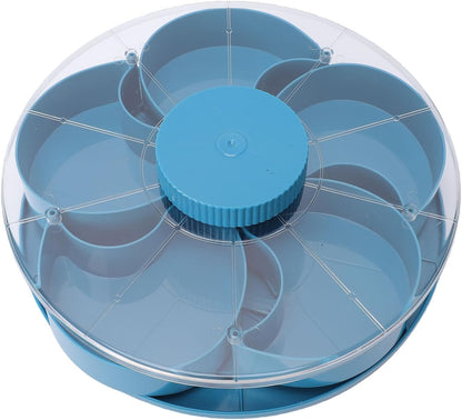 Zunate Rotating Divided Serving Tray for Snacks, Dips, and Party Appetizers - Spinning Snack Box Container with Lid, 5 Compartments Veggie Fruit Tray for Kitchen Picnic, NonSlip Base,