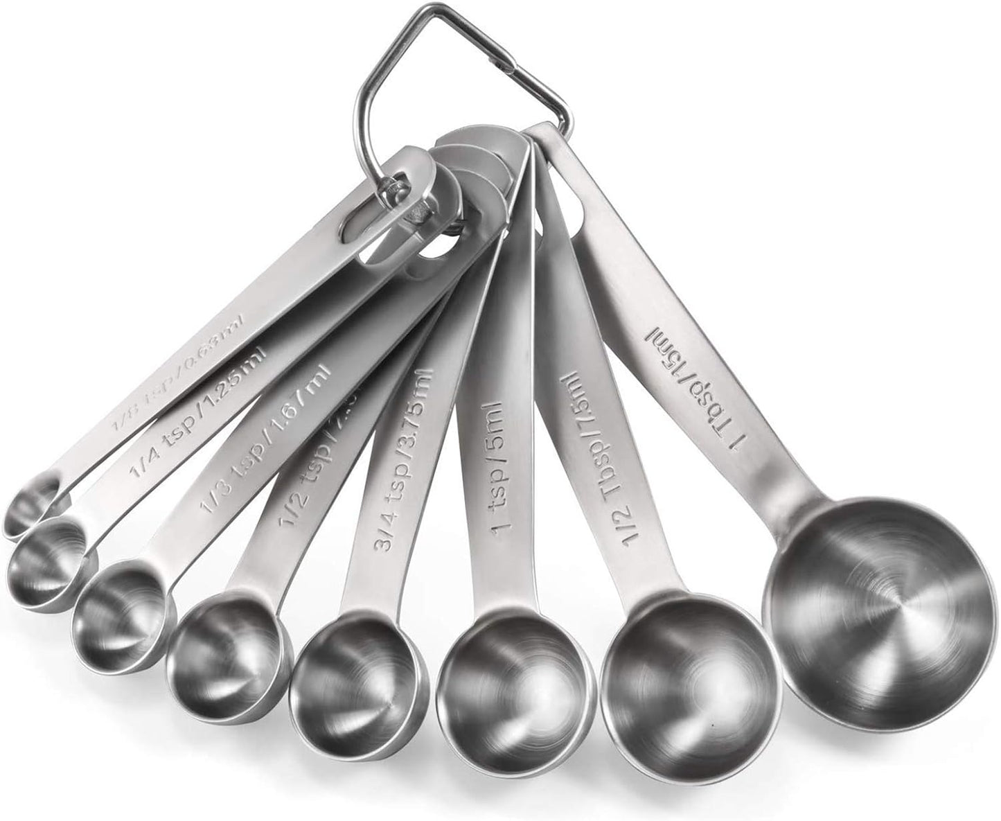 Measuring Spoons: U-Taste 18/8 Stainless Steel Measuring Spoons Set of 9 Piece: 1/16 TSP, 1/8 TSP, 1/4 TSP, 1/3 TSP, 1/2 TSP, 3/4 TSP, 1 TSP, 1/2 tbsp & 1 tbsp Dry and Liquid Ingredients