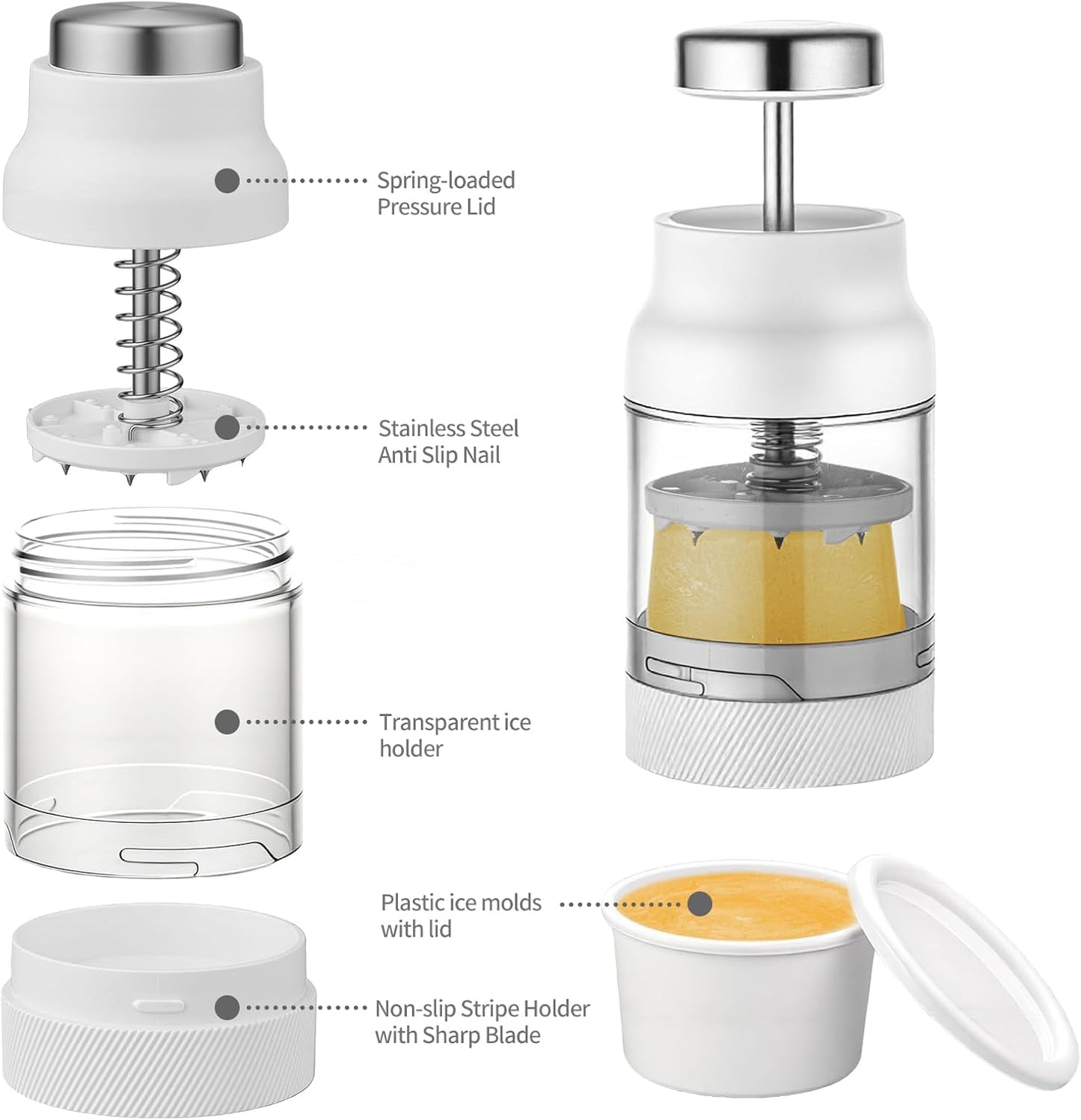 Mini Shaved Ice Machine Snow Cone Machine - Portable Handheld Small Crusher with Free Cube Trays