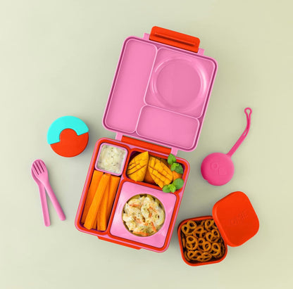 OmieBox Silicone Leakproof Snack Containers To Go, Food Storage Containers with Lid, School Lunch Bento Container - BPA Free, Airtight, Dishwasher and Freezer Safe, Oven Safe - 9.4 ounces (Pink)