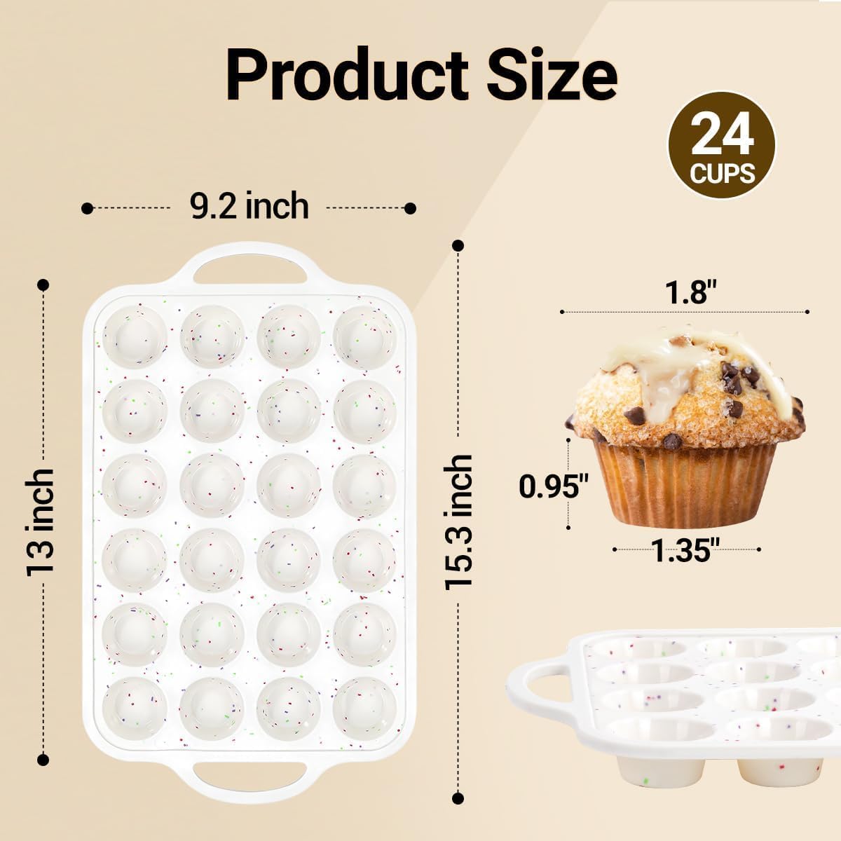 Silicone Muffin Pans for Baking, Metal Reinforced Frame 12 Cups Regular Size Silicone Cupcake Pan Nonstick Muffin Tin for Baking Muffin, Cupcake, Frittatas,BPA Free, Silicone Molds Dishwasher Safe