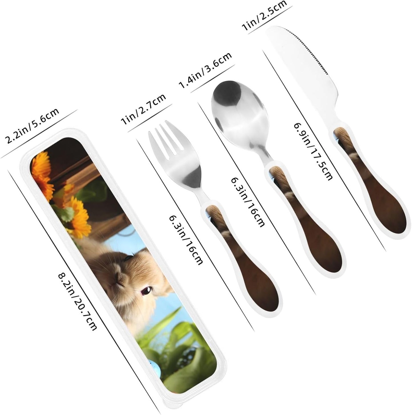 3-Piece Kids Silverware Set With Storage Case, Stainless Steel Reusable Children Safe Knife Spoon Fork Set Dragonfly Insects Flowers Children Flatware Set For Kids Lunch Box
