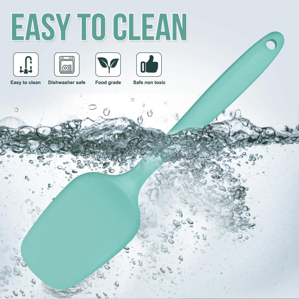 5-Pack Silicone Spatula Set – Heat-Resistant Baking, Cooking & Mixing Tools, Seamless Design, Non-Stick & Easy to Clean, Aqua Sky