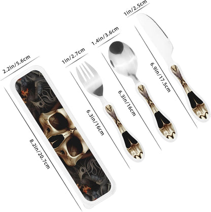 3-Piece Kids Silverware Set With Storage Case, Stainless Steel Reusable Children Safe Knife Spoon Fork Set Dolphin Children Flatware Set For Kids Lunch Box