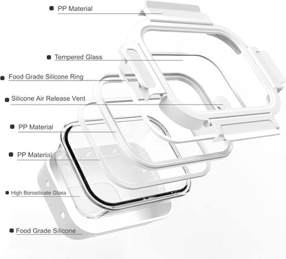 GENICOOK Glass Food Storage Containers With Glass Lids Bento Box Set Lunch Box Eco Friendly Meal Prep Containers Airtight – Plastic Free, Silicon Sleeve Bpa Free 4.4cup/ 5 * 1050ml