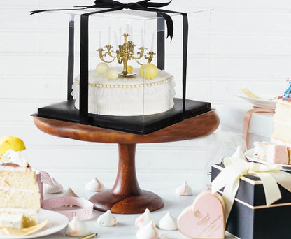 XININSUN 2Pcs Large Cake PET Clear Box, 10" X 10" X 9" with ribbon and pre-folded lid, for 8" cake packing carry, baking cookie display, Carry Tall Layer Gift, Festive Gift Box -White